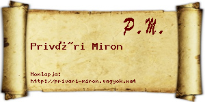 Privári Miron névjegykártya